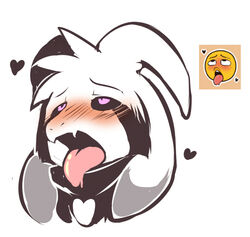  2015 ahe_gao anthro asriel_dreemurr_(god_form) blush boss_monster_(undertale) bovid caprine digital_media_(artwork) emoji ende fur headshot_portrait heart_symbol looking_pleasured male mammal open_mouth pink_eyes portrait simple_background solo suggestive tongue tongue_out torogao undertale undertale_(series) white_background white_body white_fur 