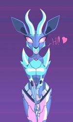  android antelope anthro big_ears bovid breasts female gazelle glitch_(phlegraofmystery) glowing glowing_eyes heart_symbol hi_res horn looking_at_viewer machine mammal open_mouth phlegraofmystery robot solo wide_hips 