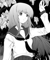  female greyscale kashi lowres monochrome original school_uniform serafuku solo 