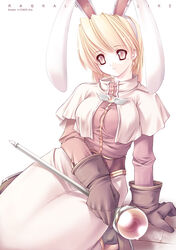  acolyte_(ragnarok_online) animal_ears blonde_hair fake_animal_ears female jian rabbit_ears ragnarok_online scepter solo 