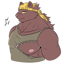  1:1 2017 anthro biceps clothed clothing felid fur jaguar male mammal melanistic meme meme_clothing muscular muscular_anthro muscular_male nipple_zipper nipples pantherine ratontheraccoon shirt solo tank_top top_tank_meme topwear 