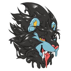  1:1 2016 black_body black_hair black_lips blue_body digital_media_(artwork) dowski dripping fan_character fangs felid feral front_view gary_(dowski) generation_4_pokemon goo_creature hair headshot_portrait icon lips looking_away luxray male mammal multicolored_body neltruin nintendo open_mouth orange_body orange_sclera pink_eyes pink_nose pink_tongue pokemon pokemon_(species) portrait simple_background solo teeth tongue tongue_out white_background 