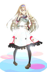  bad_id bad_pixiv_id belt belt_buckle black_pantyhose blonde_hair blue_eyes blue_hairband brown_footwear buckle cecilia_alcott curly_hair dress drill_hair female full_body hairband hand_on_own_chest hand_on_own_hip highres infinite_stratos infinite_stratos_academy_school_uniform loafers lolita_hairband long_hair long_sleeves pantyhose photoshop_(medium) school_uniform shinoha shoes solo standing white_belt white_dress 