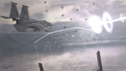  ace_combat ace_combat_6 artist_name cloud cockpit commentary contrail explosion f-15_eagle firing flying fog gun heads-up_display no_humans photoshop_(medium) pov ring_of_fire rocket su-33 thompson_(solowingfh) weapon 