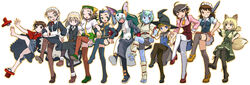  6+girls animal_ears bad_id bad_pixiv_id barefoot blue_skin character_request colored_skin dancing dragon_steak!_(manga) everyone falling feet glasses hat highres horns japanese_clothes kurame lipton_(dragon_steak!) long_hair maid monster_girl multiple_girls mutsumi_golem_bibliophile nakamura_tetsuya one_eye_closed original pantyhose photoshop_(medium) pointy_ears tail thighhighs twintails witch witch_hat yano_(arinko) 