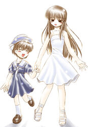  2girls clannad girl_from_the_illusionary_world lolicon mizuna_(water_emp-tei) multiple_girls okazaki_ushio sandals time_paradox 