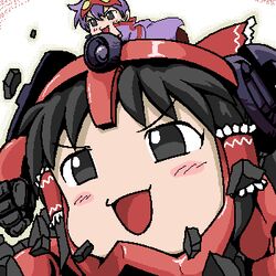  1boy commentary_request hakurei_reimu lagann lowres oekaki parody shitaiya simon_(ttgl) tengen_toppa_gurren_lagann touhou yukkuri_shiteitte_ne 