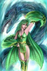  bridal_gauntlets female final_fantasy final_fantasy_iv green_hair leviathan_(final_fantasy) long_hair mamoru_(mamoru_jinja) rydia_(ff4) solo thighhighs 