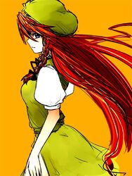  blue_eyes braid commentary_request female hat hong_meiling itsukage long_hair red_hair sketch solo touhou very_long_hair 