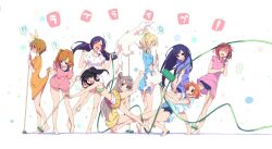  !? 6+girls ? ayase_eli bad_id bad_pixiv_id barefoot bikini bikini_top_only bikini_under_clothes blonde_hair blue_hair blue_one-piece_swimsuit blush broom cleaning_brush closed_eyes clothes_lift copyright_name everyone green_bikini grey_hair hamayumiba_sou hose hoshizora_rin koizumi_hanayo kosaka_honoka love_live! love_live!_school_idol_project minami_kotori multiple_girls nishikino_maki no_eyes one-piece_swimsuit open_mouth school_swimsuit shaded_face shirt shirt_lift short_hair sonoda_umi swimsuit swimsuit_under_clothes t-shirt tojo_nozomi tripping yazawa_nico 