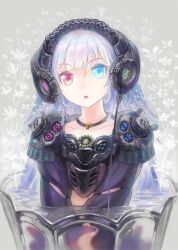  bad_id bad_pixiv_id denki female headphones heterochromia original simple_background solo 