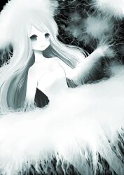  air_bubble ayu_(mog) bad_id bad_pixiv_id bubble female grey_eyes highres jellyfish monochrome open_mouth original personification solo tears underwater 