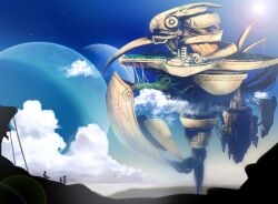  castle city cloud copyright_request floating_city planet scenery sky star_(sky) sun yui_tooru 