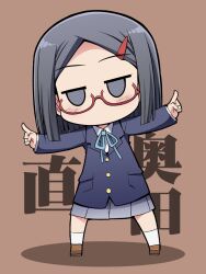  bad_id bad_pixiv_id chibi female glasses index_finger_raised k-on! okuda_nao sakuragaoka_high_school_uniform school_uniform serebi_ryousangata short_hair solo 