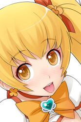  bad_id bad_pixiv_id blonde_hair bow brooch choker cure_sunshine female ha-ru heart heart_brooch heartcatch_precure! jewelry lowres myoudouin_itsuki orange_bow orange_choker photoshop_(medium) precure solo tongue yellow_eyes 