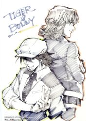  2boys barnaby_brooks_jr highres kaburagi_t_kotetsu multiple_boys official_art simple_background tiger_&amp;_bunny 