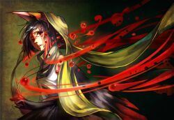  black_hair blood bob_cut commentary_request female h2so4kancel highres hood pixiv_fantasia pixiv_fantasia_5 red_eyes solo 