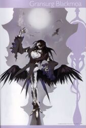  1boy artbook bird black_hair character_name crow gransurg_blackmore male_focus pfalz scan solo tsukihime wings 