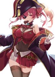  cleavage eyepatch hololive houshou_marine ikomochi pirate thighhighs valentine 