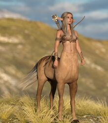  3d_(artwork) archery arrow_(weapon) bracelet breasts centaur daz_studio_(artwork) digital_media_(artwork) equid equid_taur european_mythology fantasy female greek_mythology hulksmash31 hulksmash31_(artist) humanoid_pointy_ears humanoid_taur jewelry mammal mammal_taur mythology outside quiver_(object) ranged_weapon slim small_breasts small_waist solo sunset taur weapon 