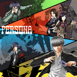  4boys amano_maya apollo_(persona_2) armband artemis_(persona_2) black_hair blue_eyes blue_hair brown_hair card commentary_request crossover female gekkoukan_high_school_uniform grey_eyes grey_hair hair_over_one_eye holding holding_card izanagi_(persona_4) kokusuga lowres multiple_boys narukami_yuu persona persona_1 persona_2 persona_2_batsu persona_2_tsumi persona_3 persona_4 school_uniform seimen_kongou seven_sisters_high_school_uniform smile st._hermelin_school_uniform suou_tatsuya thanatos_(persona) toudou_naoya yasogami_school_uniform yuuki_makoto_(persona_3) 