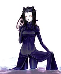  2007 black_hair blame! female goth_fashion pcell red_eyes sakuma_tsukasa science_fiction silicon_creature_(blame!) skin_tight solo standing water 