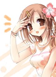  artist_request blush bracelet female flower hair_ornament hairpin happiness! highres jewelry kamisaka_haruhi short_hair solo windmill_(company) 