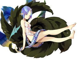  bad_id bad_pixiv_id barefoot bat_wings blue_eyes blue_hair dragon_girl feet female horns looking_at_viewer monster_girl original pointy_ears scales single_horn solo tail tsujisaki_(coa3) wings 