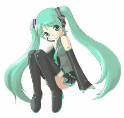  aqua_hair female harak hatsune_miku long_hair solo thighhighs twintails very_long_hair vocaloid 