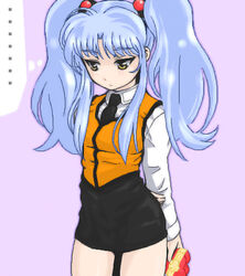  blue_hair box commentary_request ebi_tendon female heart-shaped_box hoshino_ruri kidou_senkan_nadesico photoshop_(medium) solo valentine yellow_eyes 