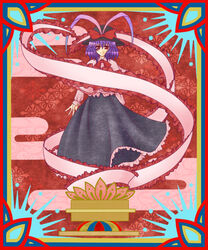  commentary_request female hat kisaragi_you long_skirt nagae_iku purple_hair ribbon short_hair skirt solo touhou 