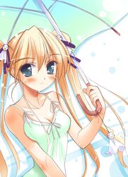  aqua_eyes blonde_hair female happiness! highres hiiragi_anri ko~cha long_hair solo teruterubouzu twintails umbrella windmill_(company) 