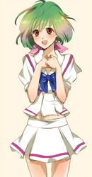  artist_request blush female green_hair macross macross_frontier ranka_lee red_eyes saint_mary&#039;s_academy_school_uniform school_uniform solo 