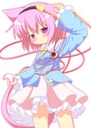  animal_ears bad_id bad_pixiv_id cat_ears cat_tail female hairband heart kemonomimi_mode komeiji_satori pila-pela purple_eyes short_hair solo tail third_eye touhou 