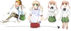  amputee emi female full_body green_eyes ibarazaki_emi katawa_shoujo pink_hair school_uniform timeline twintails white_background 