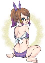  back bikini brown_hair chime clavat female final_fantasy final_fantasy_crystal_chronicles final_fantasy_crystal_chronicles:_my_life_as_a_king full_body glasses selkie solo swimsuit 