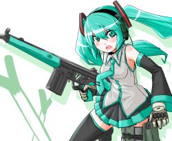  bad_id bad_pixiv_id battle_rifle commentary detached_sleeves female gun h&amp;k_g3 hatsune_miku headset long_hair military rifle shino_(r_shughart) solo spring_onion thighhighs trigger_discipline twintails vocaloid weapon zettai_ryouiki 