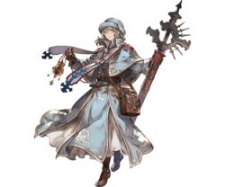  1boy bag blonde_hair boots full_body glasses granblue_fantasy hat jewelry male_focus minaba_hideo necklace official_art solo sword transparent_background weapon will_(granblue_fantasy) 