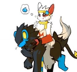  ambiguous_gender anthro bandana bodily_fluids canid canine closed_eyes clothing duo felid feral generation_3_pokemon generation_4_pokemon hi_res kerchief licking licking_lips luxray mammal max_(whiteleo) nintendo pokemon pokemon_(species) quadruped reins riding scarf self_lick sighing simple_background straddling sweat sweatdrop thought_bubble tongue tongue_out walking white_background whiteleo zangoose 