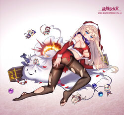  6+girls aircraft airplane alternate_costume ass bare_shoulders belt black_legwear blonde_hair blue_eyes blue_scarf boots breasts character_doll character_name christmas commentary_request crash crop_top detached_sleeves enterprise_(warship_girls_r) explosion flight_deck fur_trim g.h_(gogetsu) galo_(warship_girls_r) hair_ornament hat highres hornet_(warship_girls_r) long_hair medium_breasts midriff multiple_girls official_art panties panties_under_pantyhose pantyhose pantyshot red_skirt sack santa_hat scarf skirt thighband_pantyhose torn_clothes torn_pantyhose underboob underwear very_long_hair warship_girls_r white_panties wreckage yorktown_(warship_girls_r) 