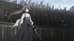  androgynous brown_hair kazehaya_kamito ren_ashbell seirei_tsukai_no_blade_dance sword trap weapon 