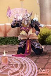  anthro arcane azaleesh blizzard_entertainment book candle canid coltron_(coltron20) dalaran female hi_res magic magic_user mammal smile solo warcraft were werecanid worgen 