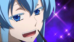  akame_ga_kill! animated animated blue_eyes blue_hair colored_eyelashes esdeath esdese female open_mouth smile solo 