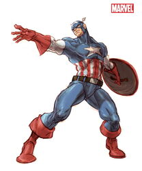  1boy bingoman bodysuit boots captain_america commentary_request gloves head_wings male_focus marvel mask outstretched_hand photoshop_(medium) shield solo star_(symbol) steve_rogers superhero_costume weapon wings 