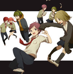  3girls 4boys ayasaki_remi bad_id bad_pixiv_id brown_hair glasses green_hair highres hori-san_to_miyamura-kun ishikawa_tooru iura_shuu katagiri_senior_high_school_uniform kouno_sakura long_hair multiple_boys multiple_girls pink_hair purple_hair red_hair school_uniform sengoku_kakeru short_hair smile sweater twintails vector_(wtshbkds_owkr) yanagi_akane yoshikawa_yuki_(hori-san_to_miyamura-kun) 