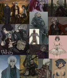  2girls 3boys bad_id bad_pixiv_id collage dante_(devil_may_cry) devil_may_cry_(series) devil_may_cry_3 lady_(devil_may_cry) multiple_boys multiple_girls nevan tarowo vergil_(devil_may_cry) 