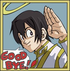  1boy code_geass commentary_request dragon_ball dragon_ball_z halo jigoku_inu lelouch_vi_britannia lowres male_focus parody solo spoilers 