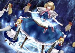  alice_margatroid bad_id bad_pixiv_id blonde_hair blue_eyes book capelet doll dress dutch_angle female frown grimoire grimoire_of_alice hairband highres magic_circle nishiuri shanghai_doll solo touhou 