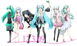  39 6+girls apple bad_id bad_pixiv_id black_rock_shooter black_rock_shooter_(character) boots dated detached_sleeves flaming_eye food fruit hatsune_miku kneehighs koi_wa_sensou_(vocaloid) kopori long_hair megaphone melt_(vocaloid) miku_day multiple_girls necktie pantyhose pillow romeo_to_cinderella_(vocaloid) skirt socks songover spring_onion thigh_boots thighhighs twintails very_long_hair vocaloid world_is_mine_(vocaloid) 