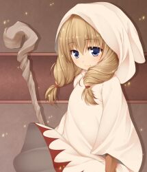  bad_id bad_pixiv_id blonde_hair blue_eyes braid female final_fantasy final_fantasy_tactics gloves hood painttool_sai_(medium) ribucci robe smile solo staff standing white_mage_(fft) white_mage_(final_fantasy) 